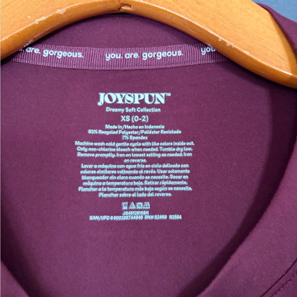 Joyspun Women's Dreamy Soft Burgundy Pajama Top - XS